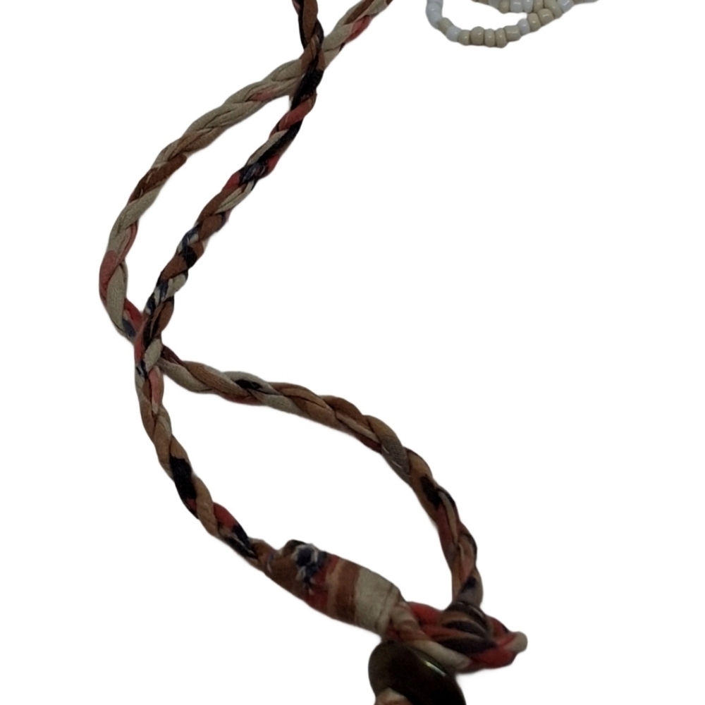 Vintage Ombre Seed Bead Multi-Strand Statement Necklace Boho Neutral - Picture 7 of 8